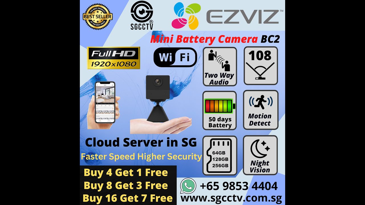EZVIZ BATTERY HIDDEN CAMERA CB2 NO DRILLING MAGNETIC BASE 512GB 2 Way Audio CLOUD STORAGE 100deg