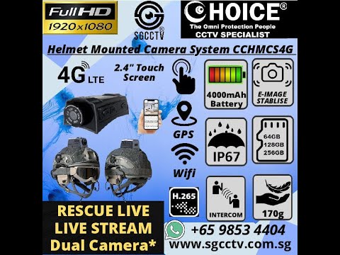 Helmet Mounted Camera System CCHMCS4G Accurate Ground Surveillance 4G GPS IP67 170g Image Stabilize