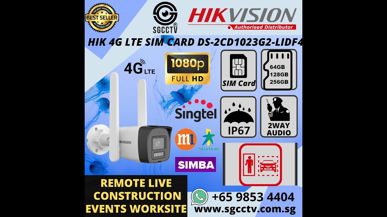 HIKVISION 4G SIM CARD DS 2CD1023G2 LIDUF 4G SL IP67 Weatherproof 512GB CCTV CAMERA FOR CONSTRUCTION
