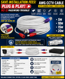 AWG CCTV Cable CCTV Camera Cable Video Cable CCTV Cable 5m , 10m, 15m 20m SGCCTV CHOICECYCLE Sim Lim Square CCTV SHOP