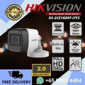 Hikvision 2MP Bullet Camera DS-2CE16D0T-ITFS Full HD 1080P Audio Night Vision Weatherproof Most Economy and Budget Affordable CCTV Camera Service and Repair