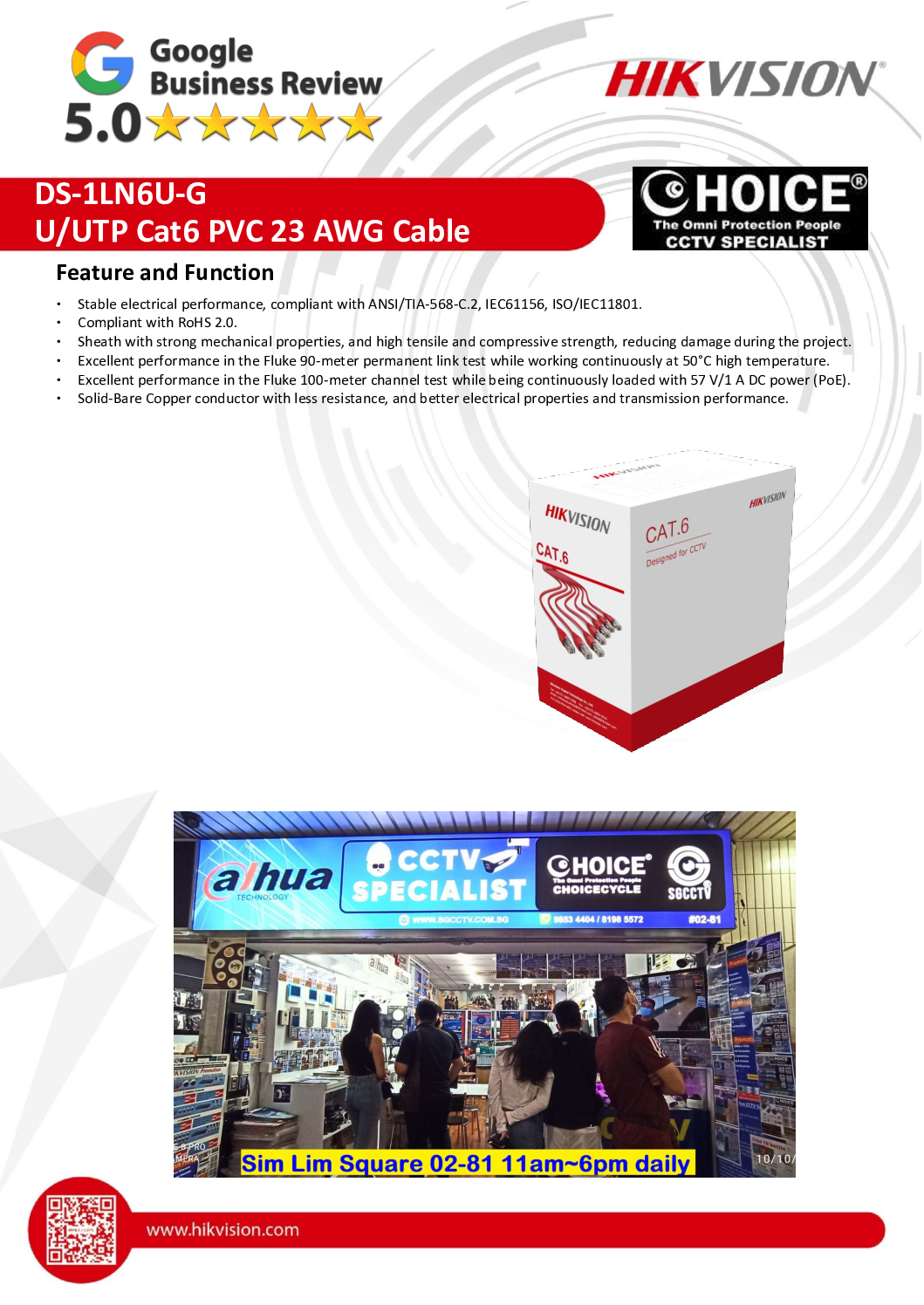 Hikvision CCTV Cable Cat6 DS-1LN6U-G Network Cable 305m Solid Copper POE Switch Server Rack Internet Singtel M1 Starhub Long Distance 9 Hikvision CCTV Cable Cat6 DS-1LN6U-G Network Cable 305m Solid Copper POE Switch Server Rack Internet Singtel M1 Starhub Long Distance - Image 9