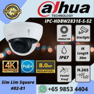 DAHUA 4K 8MP DH-IPC-HDBW2841EP HDBW2831E H.265 IP67 POE DOME 3840×2160 Camera DAHUA DH-IPC-HDBW2831R Starlight Smart-IR IP67 256GB SD card built in MIC