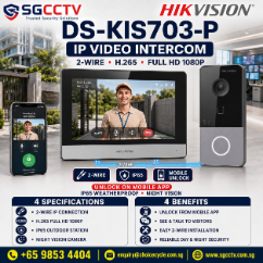 HIKVISION IP INTERCOM DS-KIS703-P Video Intercom 2 Wire H.265 Full HD 1080P Unlock On Mobile APP IP65 Weatherproof Night Vision Video Intercom Singapore