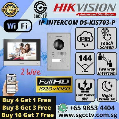 HIKVISION IP INTERCOM DS-KIS703-P Video Intercom 2 Wire H.265 Full HD 1080P Unlock On Mobile APP IP65 Weatherproof Night Vision Video Intercom Singapore
