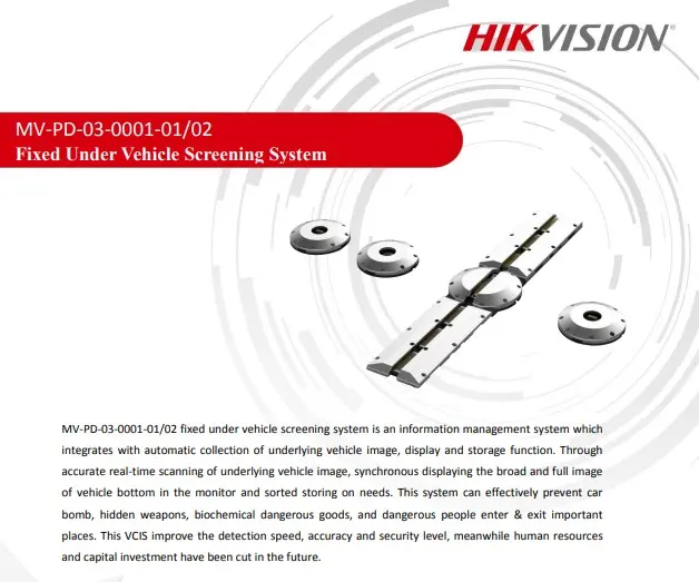 HIKVISION Vehicle Screening System MV-PD-03-0001-01-02 is fixed under vehicle screening system as an information management system Vehicle Security Monitor