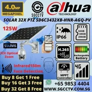 DAHUA Solar-Powered CCTV DH-SD6C3432XB 4MP 32X PTZ Sim Card Security Camera Solar CCTV Surveillance 4G LTE 4MP 32X Optical PTZ BATTERY Rechargeable Waterproof