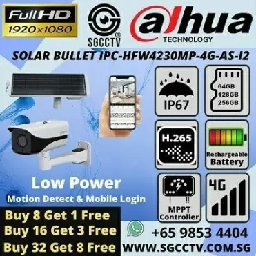 Solar-Powered CCTV KIT/DH-PFM364L-D1/DH-IPC-HFW4230MP-4G-AS-I2/DH-PFB121W Sim Card Security Camera Solar CCTV Surveillance 4G LTE Solar CCTV IP Camera