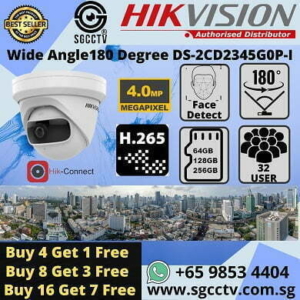 Hikvision Wide Angle DS-2CD2345G0P-I 4MP 2K 180 degree Hik-Connect iVMS4500 CCTV Camera SD Card Storage Face Detection