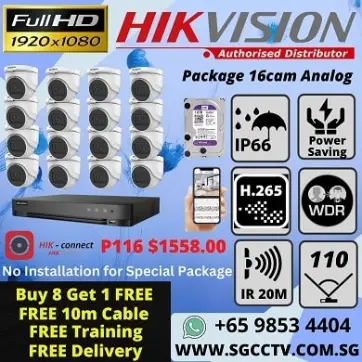 CCTV Systems 16-Camera Package Hikvision Dahua CCTV Singapore DIY Package Full HD Camera Repair & Replace Best Price Most Competitive Home Security Office