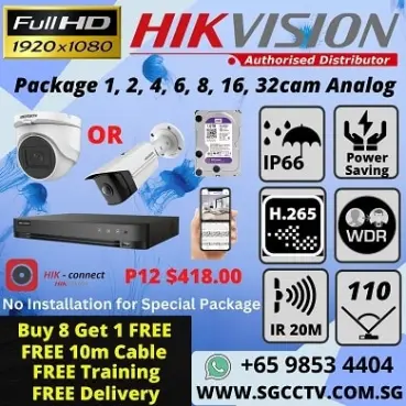 CCTV Systems 2-Camera Package Hikvision Dahua CCTV Singapore DIY Package Full HD Camera Repair & Replace Best Price Most Competitive Home Security Office CCTV