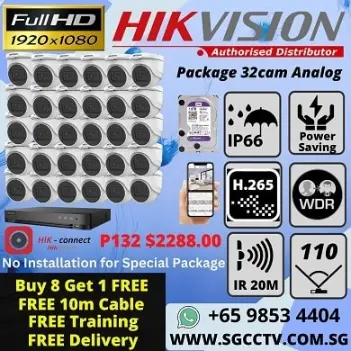 CCTV Systems 32-Camera Package Hikvision Dahua CCTV Singapore DIY Package Full HD Camera Repair & Replace Best Price Most Competitive Home Security Office