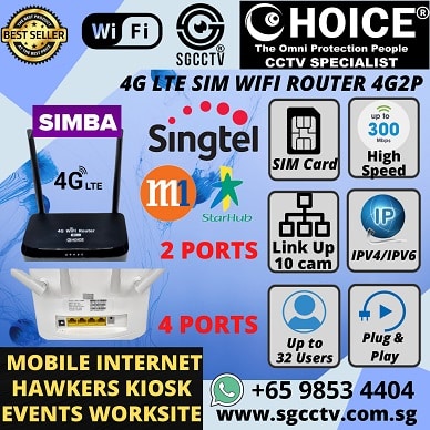 Router 4G SIM CARD CC4G2P Mobile CCTV Wireless Remote Surveillance CCTV Security System Router Best for Hawkers Kiosk Event Construction Worksite Internet