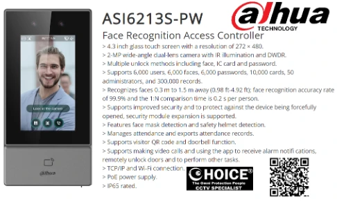 DAHUA Face Recognition ASI6213S-PW Access Controller 2MP POE IP65 Door Access Repair Service Video Intercom Door Bell Access Control Door Lock Installation