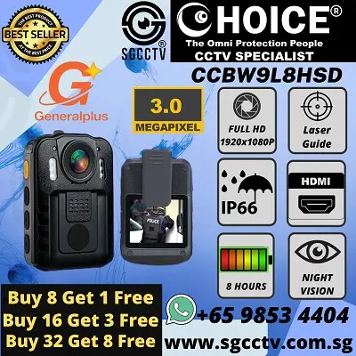 CHOICE BODY WORN CAMERA BC107G4 Continuous Recording Live Video Streaming Electronic Image Stabilization SD Card Facial Recognition