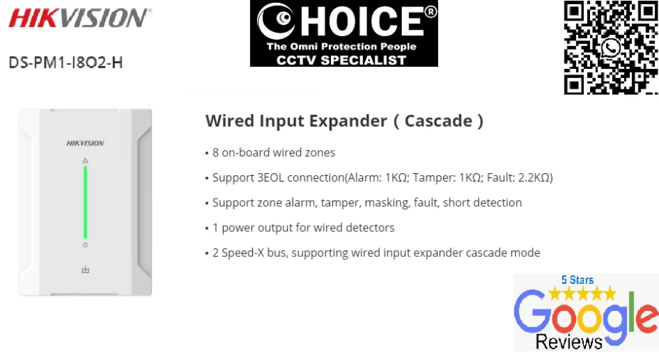 HIKVISION ALARM Wired Input Expander DS-PM1-I8O2-H Multiple Input Ports Input Status Indicators Tamper Detection Wireless Security Alarm Home Alarm System