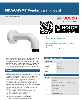 BOSCH Germany wall mount Bracket NDA-U-WMT Pendant wall mount Bosch Security System CCTV Camera Distributor CCTV Camera Installation CCTV Camera Pricelist