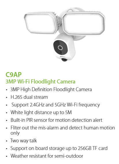 ZKTECO 3MP Wi-Fi Floodlight Camera C9AP Floodlight Motion Detection Two-Way Audio Night Vision SGCCTV SECURITY PACKAGE CCTV Camera Installation Singapore