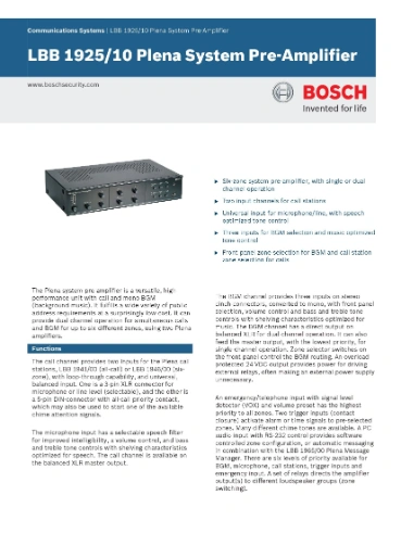 BOSCH PLENA SYSTEM PRE-AMPLIFIER LBB1925-10 6-ZONE Power amplifier SGCCTV Security Package Public Address Installation Singapore PA SYSTEM Repair Service