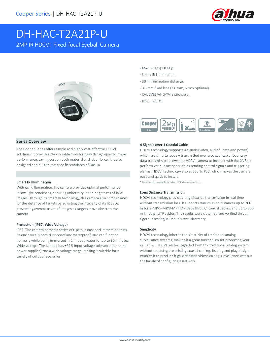 DAHUA 2MP HDCVI Eyeball Camera HAC-T2A21 Resolution Technology Weatherproof Smart IR Durable Construction SGCCTV Security Package 4 DAHUA 2MP HDCVI Eyeball Camera HAC-T2A21 Resolution Technology Weatherproof Smart IR Durable Construction SGCCTV Security Package - Image 4