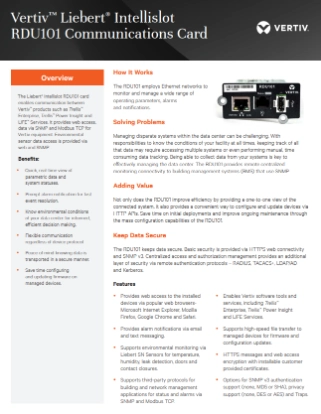 UPS LIEBERT VERTIV INTELLISLOT SNMP RDU101 NETWORK MONITORING UPS Status Advanced Battery Manage Power Supply Singapore