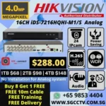 Hikvision CCTV DVR 16CH DS-7216HQHI-K1 CCTV CAMERA Repair H.265 Pro HDMI 4K Mobile APP Hik-Connect CCTV CAMERA SINGAPORE