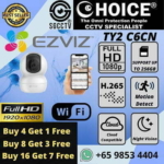 EZVIZ WIFI IP CAMERA C6CN TY2 Pan Tilt 360 CCTV Camera SD Card Cloud Storage Full HD 1080P Sim Lim Square CCTV IR Night Vision Integrated Siren Strobe Light