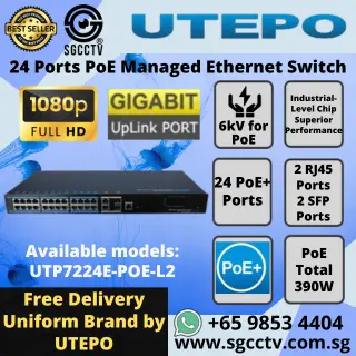 UTP 24Port Switch UTP7224E-POE-L2 24×PoE+ Ports 2xRJ45 Ports 2xSFP Port CCTV SWITCH SINGAPORE POE Switch Repair NEW 1 UTP 24Port Switch UTP7224E-POE-L2 24×PoE+ Ports 2xRJ45 Ports 2xSFP Port CCTV SWITCH SINGAPORE POE Switch Repair NEW