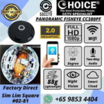 WIDE ANGLE CAMERA CC380PF FISHEYE LEN 360 DEGREE WIRELESS WIFI IP CAMERA LIGHT WEIGHT NO DRILLING CLOUD SD CARD STORAGE FULL HD HIGH RESOLUTION