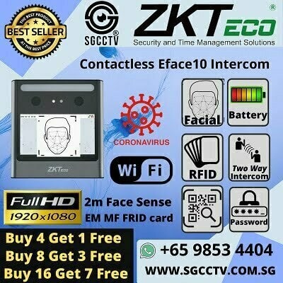 ZKTeco Access Control EFace10 Contactless Touchless Facial Identification Face Detection Password Payroll Time Attendance Facial Recognition CCTV Singapore CCTV Camera Singapore