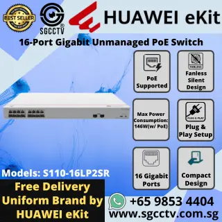 Huawei 24-Port S310-24PN4X GIGABIT 1000 Mbps High Speed Best CCTV SWITCH SINGAPORE Economy POE Switch Repair YC 7 Huawei 16-Port Switch S110-16LP2SR 101001000 Mbps Unmanaged PoE Switch CCTV SWITCH SINGAPORE POE Switch Repair NEW