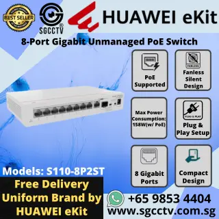Huawei 24-Port S310-24PN4X GIGABIT 1000 Mbps High Speed Best CCTV SWITCH SINGAPORE Economy POE Switch Repair YC 8 Huawei 8-Port Switch S110-8P2ST 101001000 Mbps Unmanaged PoE Switch CCTV SWITCH SINGAPORE POE Switch Repair NEW