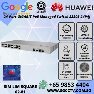 HUAWEI 48-Port Switch S220-48P4X GIGABIT PoE Managed Switch 1000Mbps 10GE SFP+ SINGAPORE BEST CCTV Switch Repair & Replace NEW HZ 4 HUAWEI 24-Port Switch S220S-24P4J GIGABIT PoE Managed Switch 1000Mbps 2.5GE SFP Optical SINGAPORE BEST CCTV SWITCH Economy Repair & Replce NEW