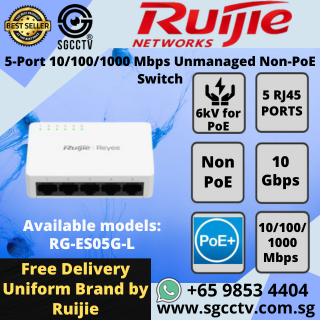 Ruijie 5-Port Switch RG-ES05G-L 10/100/1000 Mbps Unmanaged Non-PoE  CCTV SWITCH SINGAPORE POE Switch Repair NEW