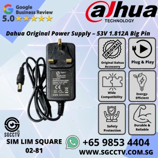 DAHUA POWER SUPPLY ORIGINAL 53V 1.812A Big Pin 48V to 54V POE Network Video Recorder CCTV Camera Repair Replace Singapore 1 DAHUA POWER SUPPLY ORIGINAL 53V 1.812A Big Pin 48V to 54V POE Network Video Recorder CCTV Camera Repair Replace Singapore
