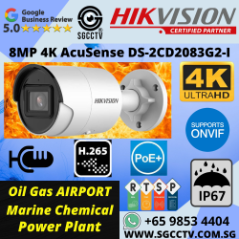 HIKVISION 8MP POE Bullet DS-2CD2083G2-I IP67 Microphone Security system supplier CCTV Security Camera Singapore HIKVISION Repair