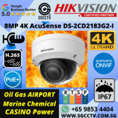 HIKVISION 8MP POE Dome DS-2CD2183G2-I IP67 Microphone Security system supplier CCTV Security Camera Singapore HIKVISION Repair