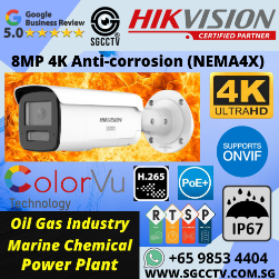 HIKVISION HikAI-ISP Camera 8MP DS-2CD2T87G3 Anti-corrosion NEMA4X Camera ColorVu Full Color IP67 CCTV Security Camera Singapore