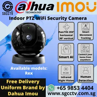 Imou WiFi IP Camera Rex Warning Light Siren IR Night Vision Human Detection PTZ CCTV Security Cameras Singapore Repair Replace NEW
