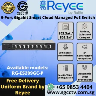 Reyee Cloud Managed PoE Switch RG-ES209GC-P 9xGigabit Ports Switch Sim Lim Square POE Switch Cheapest POE Switch Singapore NEW