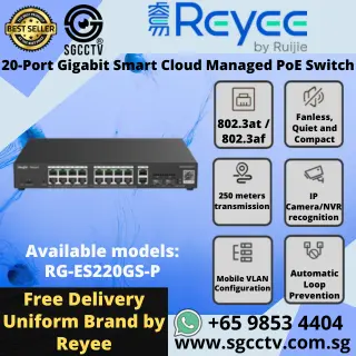 Reyee Cloud Managed PoE Switch RG-ES220GS-P 20xGigabit Ports Switch Sim Lim Square POE Switch Cheapest POE Switch Singapore NEW