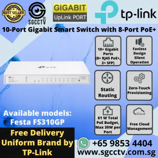 TP-LINK 10-Port Gigabit Switch PoE FS310GP Cheapest WIFI Router Access Point High Speed Switch Singapore Router Access Point Repair NEW