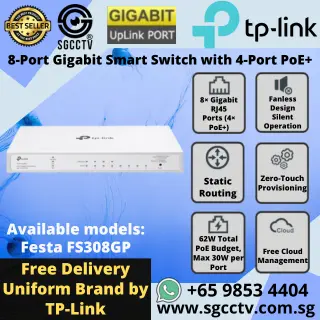 TP-LINK 8-Port Gigabit Switch PoE FS308GP Cheapest WIFI Router Access Point High Speed Switch Singapore Router Access Point Repair NEW