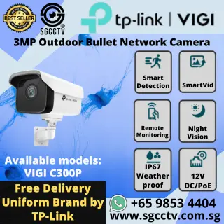 TP-LINK Outdoor Bullet Network Camera C300P-6 3MP Smart Detection IP67 H.264+ CCTV Security Cameras Singapore Repair Replace NEW