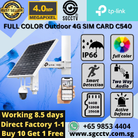 TP-LINK VIGI SOLAR POWER SP9030 C540-4G 4MP Full Color 4G Sim Card CCTV Camera IP66 30Ah Security Cameras Installation Singapore