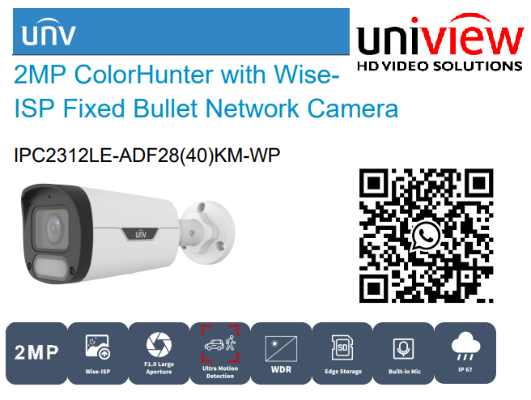 UNV IP CAMERA BULLET IPC2312LE-ADF28 UNIVIEW 2MP MIC SD IP67 CCTV Camera Installation Repair Replace CCTV Store SINGAPORE