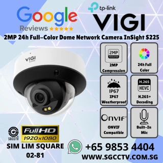 TP-Link 2MP 24h Full-Color InSight S225 H.265+ Human Classification Smart Detection Built-In Mic LightPro IP67 IK10 Repair Replace Singapore HZ