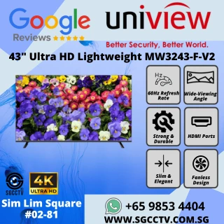 UNV 43-inch Slim Lightweight MW3243-F-V2 4K Ultra HD Wide Viewing Angle Highly Durable Silent 60Hz Refresh Rate Repair Replace Singapore HZ