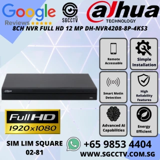 DAHUA 8CH NVR PRICE DH-NVR4208-8P-4KS3 Network Video Recorder H.265+ FULL HD 12MP CCTV Camera Repair Replace Singapore