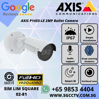 AXIS P1455-LE Bullet Camera offers 2MP at 60fps, IR night vision, AI analytics, WDR, and PoE. Ideal for outdoor security. repair replace Singapore.